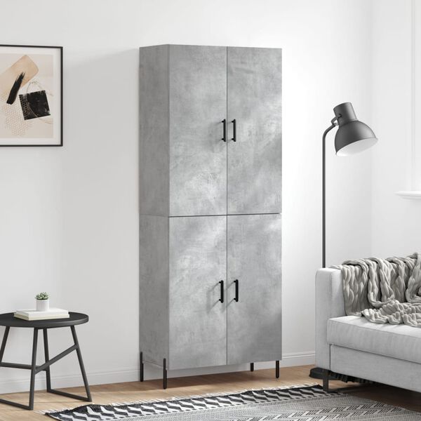 vidaXL Highboard betonggr&aring; 69,5x34x180 cm konstruert tre