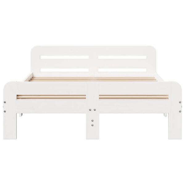 vidaXL Sengeramme med madrass hvit 200x200 cm heltre furu