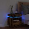 vidaXL Nattbord med LED r&oslash;kt eik 40x39x48,5 cm