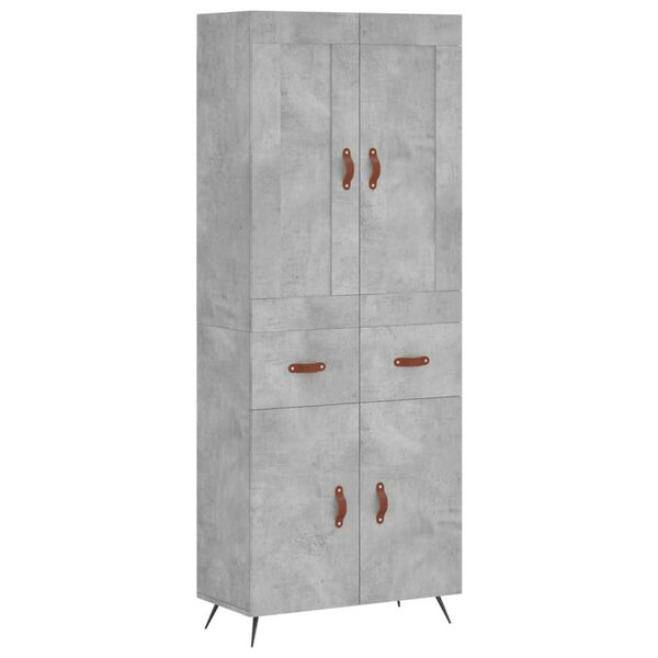 vidaXL Highboard betonggr&aring; 69,5x34x180 cm konstruert tre
