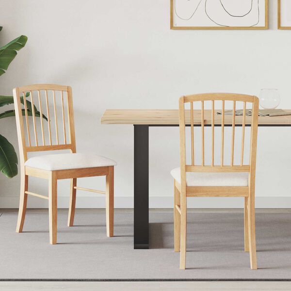 vidaXL Spisestoler 2 pcs Naturlig 50 x 52,5 x 91 cm Solid Gummitre