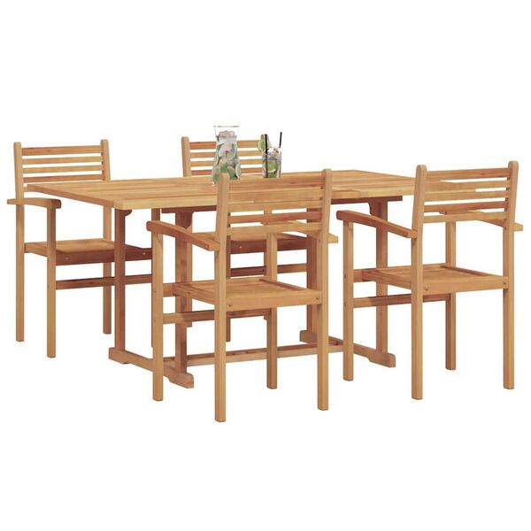 vidaXL Hage Spisegruppe 5 pcs Naturlig Solid teaktre
