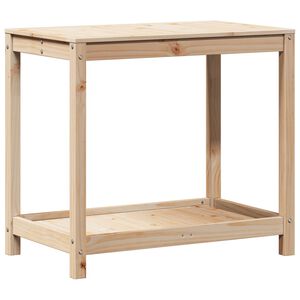 vidaXL Pottebord med hylle 82,5x50x75 cm heltre furu