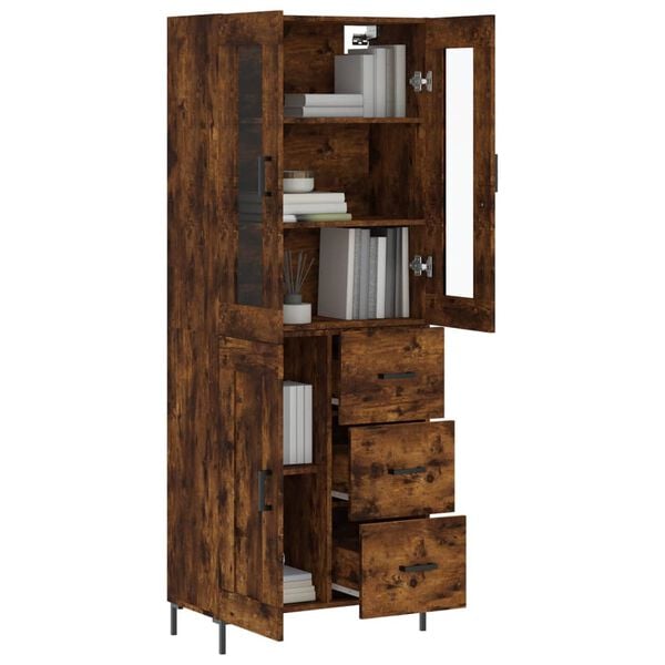 vidaXL Highboard r&oslash;kt eik 69,5x34x180 cm konstruert tre