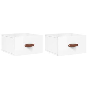 vidaXL Veggmonterte nattbord 2 stk h&oslash;yglans hvit 35x35x20 cm