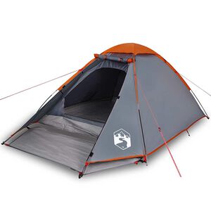 vidaXL Kuppeltelt for camping 4 personer gr&aring; og oransje vanntett