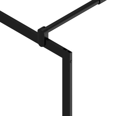 vidaXL Dusjvegg med hylle svart 90x195 cm ESG-glass og aluminium