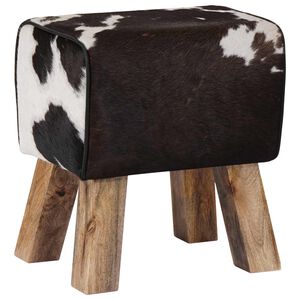 vidaXL benk 40 x 30 x 45 cm Ekte L&aelig;r Svart og Hvit