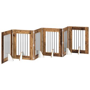 vidaXL Foldbar hundegitter med stativer 6 stk. Gammelt tre 362 cm