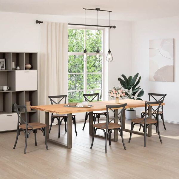 vidaXL Spisebordben U-formet 3 stk naturst&aring;l 100x(72-73) cm st&aring;l