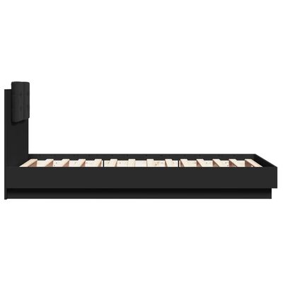vidaXL Sengeramme med hodegavl og LED-lys svart 75x190 cm