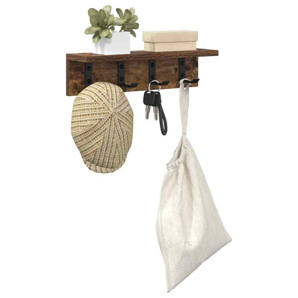 vidaXL Vegghengt kleshenger Veggmontert R&oslash;kt eik 40 x 10,5 x 10,5 cm