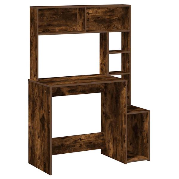 vidaXL Skrivebord med hyller r&oslash;kt eik 100x45x140 cm konstruert tre