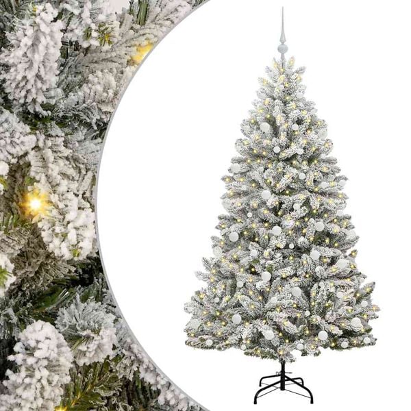 vidaXL Kunstig juletre med 300 LED Gr&oslash;nn og hvit 180 cm PVC og metall