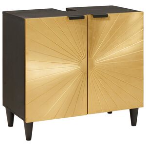 vidaXL Vaskeskap Svart og Gull 62 x 33 x 58 cm Massiv mango tre