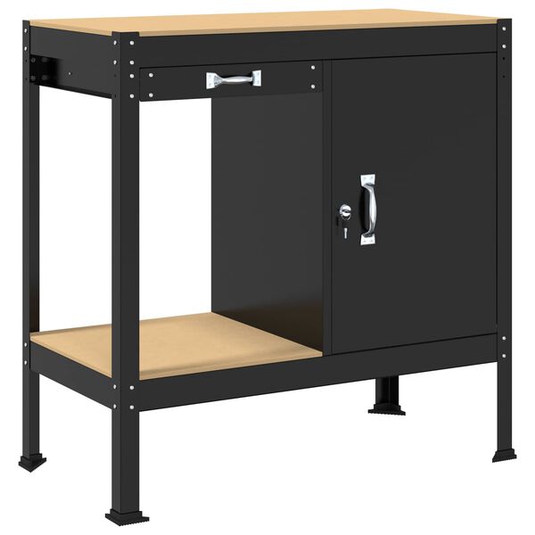vidaXL Arbeidsbenker med skuff Svart 90 x 49 x 91 cm Konstruert tre