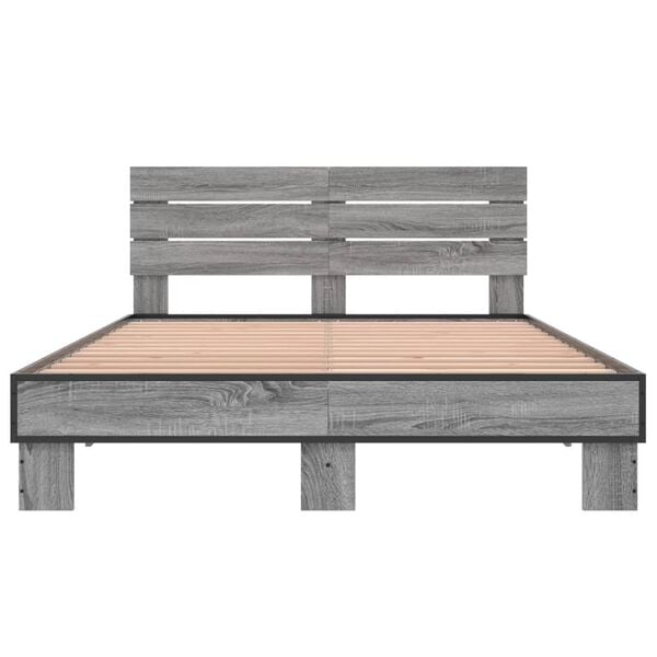 vidaXL Sengeramme gr&aring; sonoma 120x200 cm konstruert tre og metall