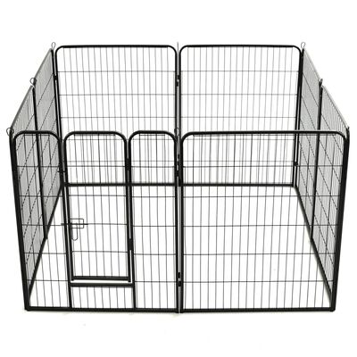 vidaXL Hundegrind 8 paneler stål 80x100 cm svart
