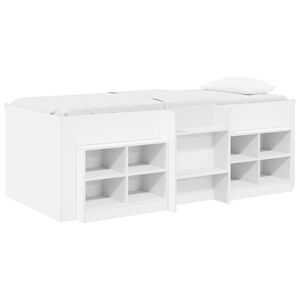 vidaXL Loft Seng Ramme med Skap med hylle 3 stk. Hvit Konstruert tre