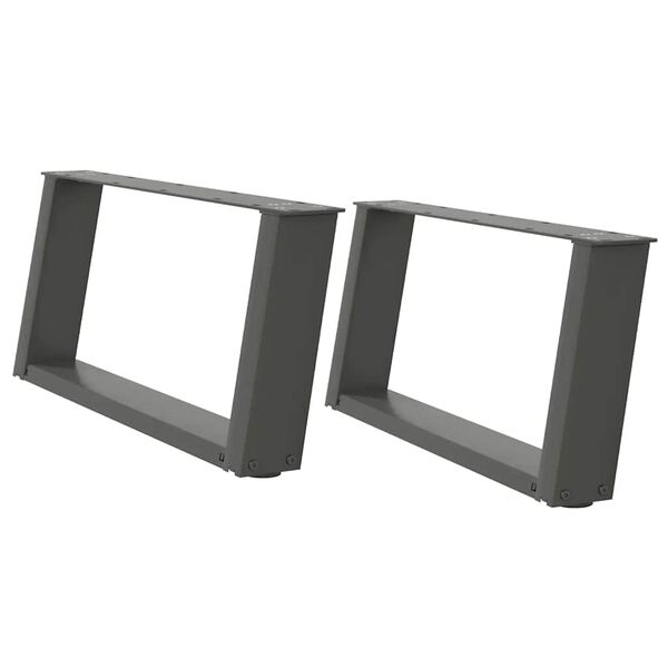 vidaXL Salongbordben U-formet 2 stk antrasitt 60x(30-31) cm st&aring;l