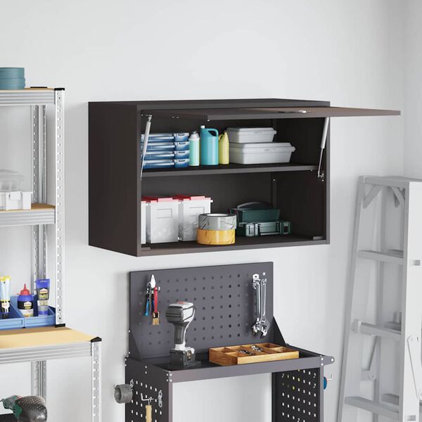 vidaXL Veggskap for garasje Svart 80 x 40 x 53 cm Pulverlakkert st&aring;l