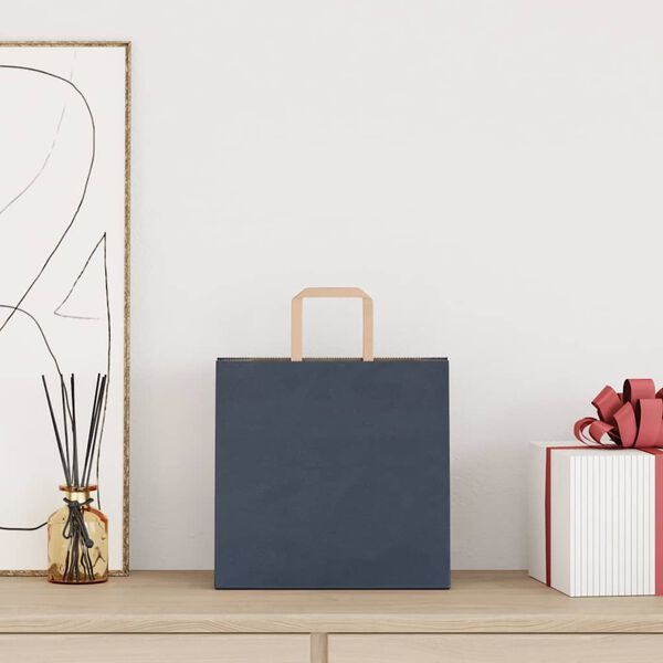 vidaXL Papirposer 250 stk med h&aring;ndtak bl&aring; 26x17x25 cm