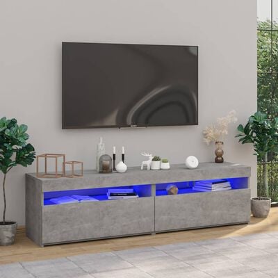 vidaXL TV-benker 2 stk med LED-lys betonggrå 75x35x40 cm