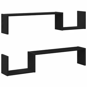 vidaXL Vegghylle 2 pcs Svart Eik 100 x 15 x 20 cm Konstruert tre