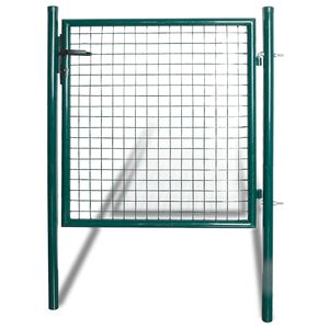 vidaXL Gjerdeport med &eacute;n d&oslash;r 100x100 cm pulverlakkert st&aring;l