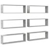 vidaXL Vegghyller kube 6 stk betonggr&aring; 80x15x26,5 cm konstruert tre