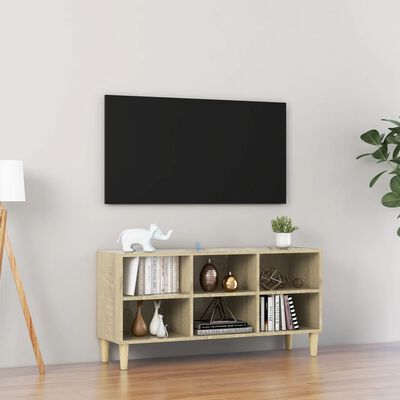 vidaXL TV-benk med ben i heltre sonoma eik 103,5x30x50 cm