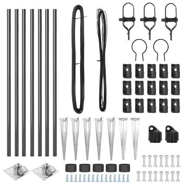 vidaXL Gjerdepunkter 7 pcs Grå Ø32mm 100 cm Galvanisert stål