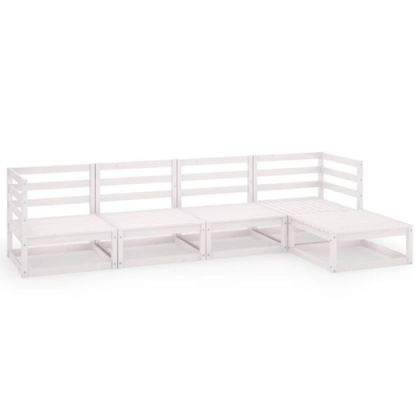 vidaXL Hagesofagruppe 5 deler hvit heltre furu