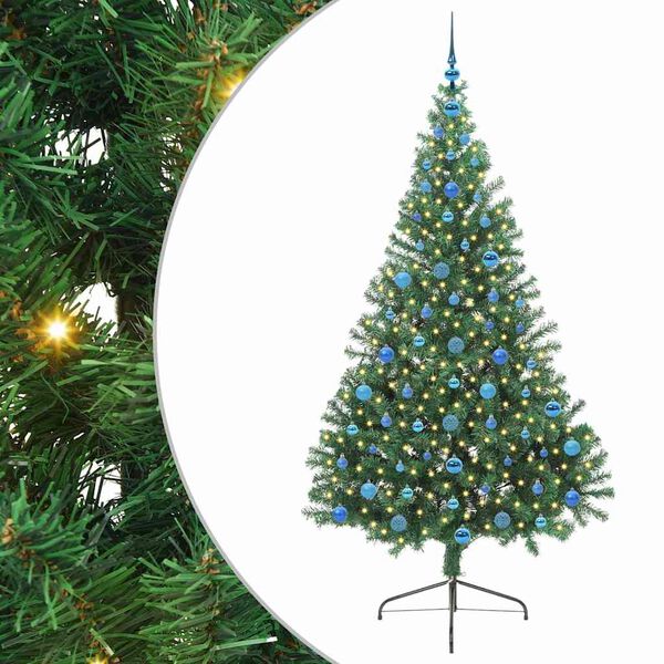 vidaXL Kunstig Forh&aring;ndsopplyst Juletre med 300 LED gr&oslash;nn 210 cm PVC