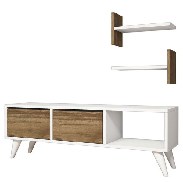 Homemania TV-benk Foxy 120x30x40 cm hvit og valn&oslash;tt