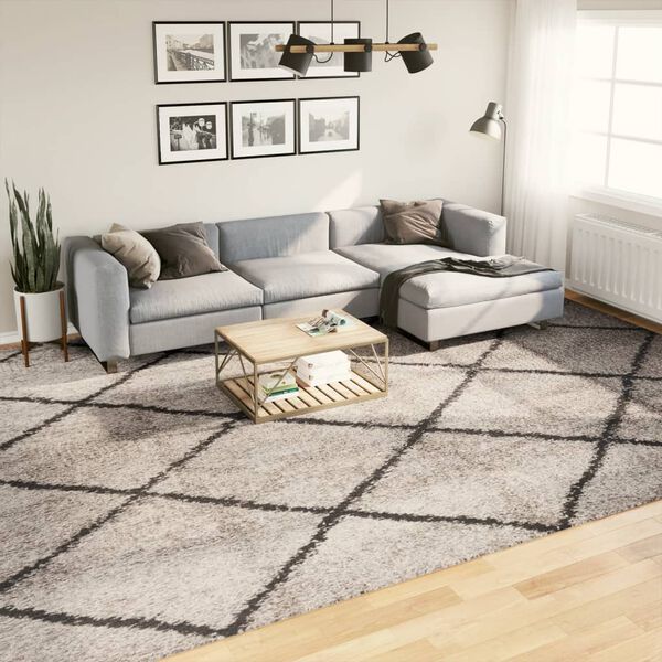 vidaXL Tykt teppe PAMPLONA h&oslash;y luv moderne beige antrasitt 300x400 cm
