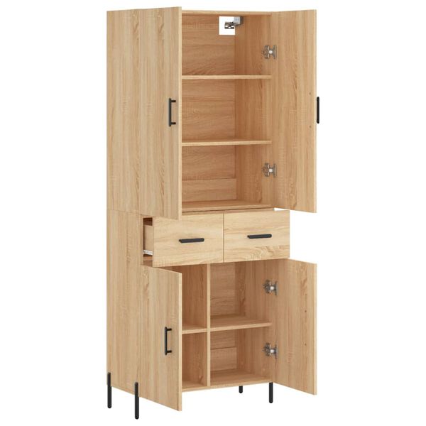 vidaXL Highboard sonoma eik 69,5x34x180 cm konstruert tre