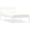 vidaXL Sengeramme i metall med hodegavl hvit 107x203 cm