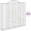 vidaXL Gabionkurver buede 11 stk 200x50x180/200 cm galvanisert jern