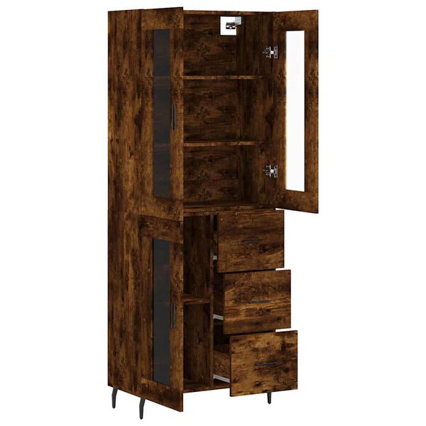 vidaXL Highboard r&oslash;kt eik 69,5x34x180 cm konstruert tre