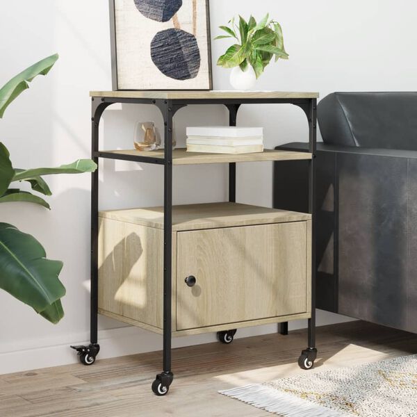 vidaXL Skriverbord 3 hyller sonoma eik 50x40x76 cm konstruert tre