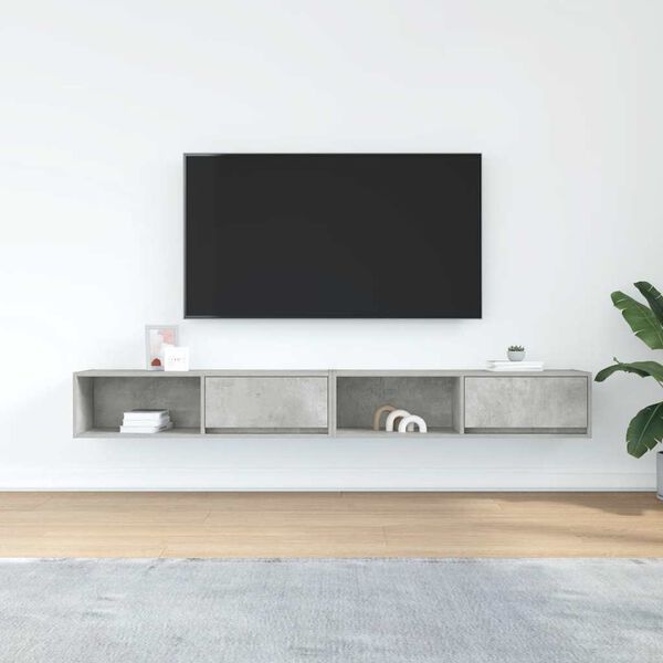 vidaXL TV-benker 2 stk betonggr&aring; 100x31x25,5 cm konstruert tre