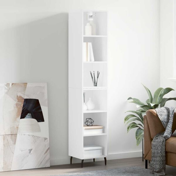 vidaXL Highboard h&oslash;yglans hvit 34,5x32,5x180 cm konstruert tre