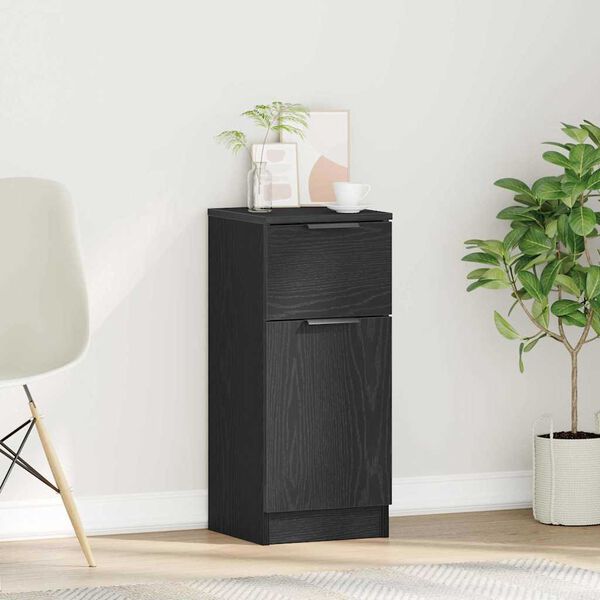 vidaXL Serviesskap med skuff Svart Eik 30 x 30 x 70 cm Konstruert tre