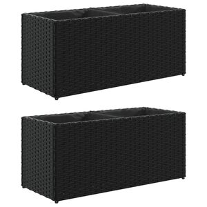 vidaXL Plantekasser med 2 potter 2 stk svart 72x30x32 cm polyrotting