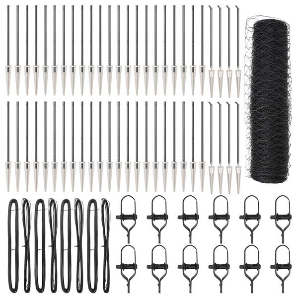 vidaXL Gjerde med innlegg. Grå 0.5 x 100 m PVC-belagt stål