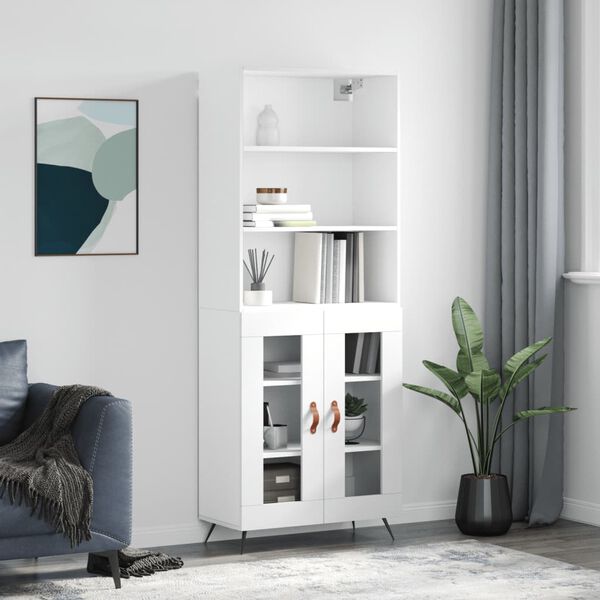 vidaXL Highboard hvit 69,5x34x180 cm konstruert tre