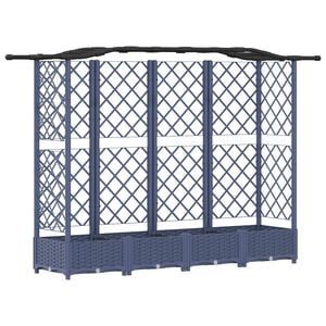 vidaXL Hevet Bed med Trellis og Tak Gr&aring; 203,5 x 40 x 125 cm PP