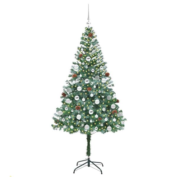 vidaXL Kunstig juletre med 300 LED med stativ gr&oslash;nn 180 cm PVC og st&aring;l