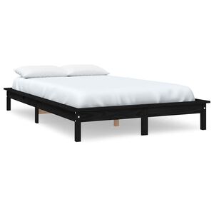 vidaXL Sengeramme svart heltre furu 120x200 cm